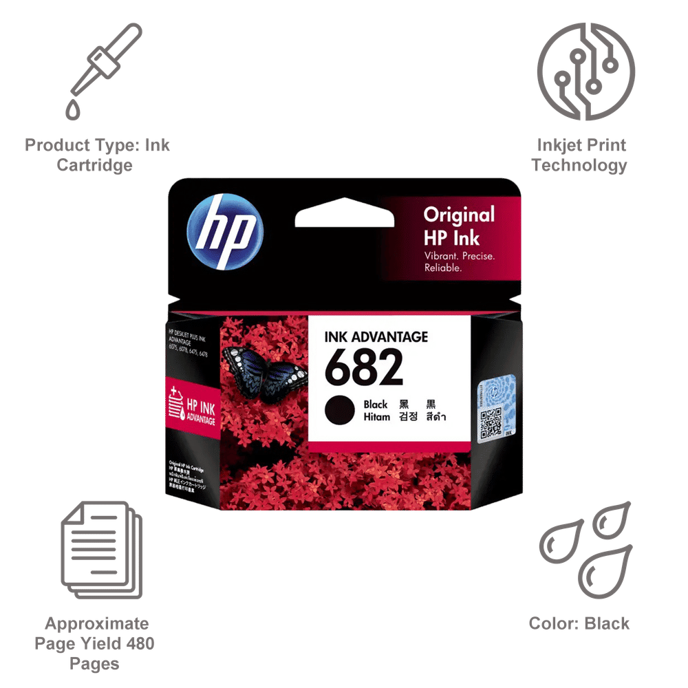 Buy HP 682 Original Advantage Ink Cartridge (3YM77AA, Black) Online Croma